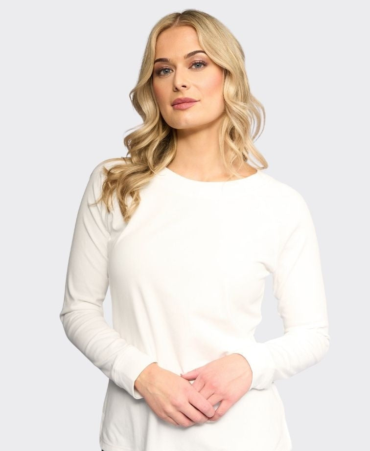 Vassalli Top Key L/S Boat Neck - Winter White