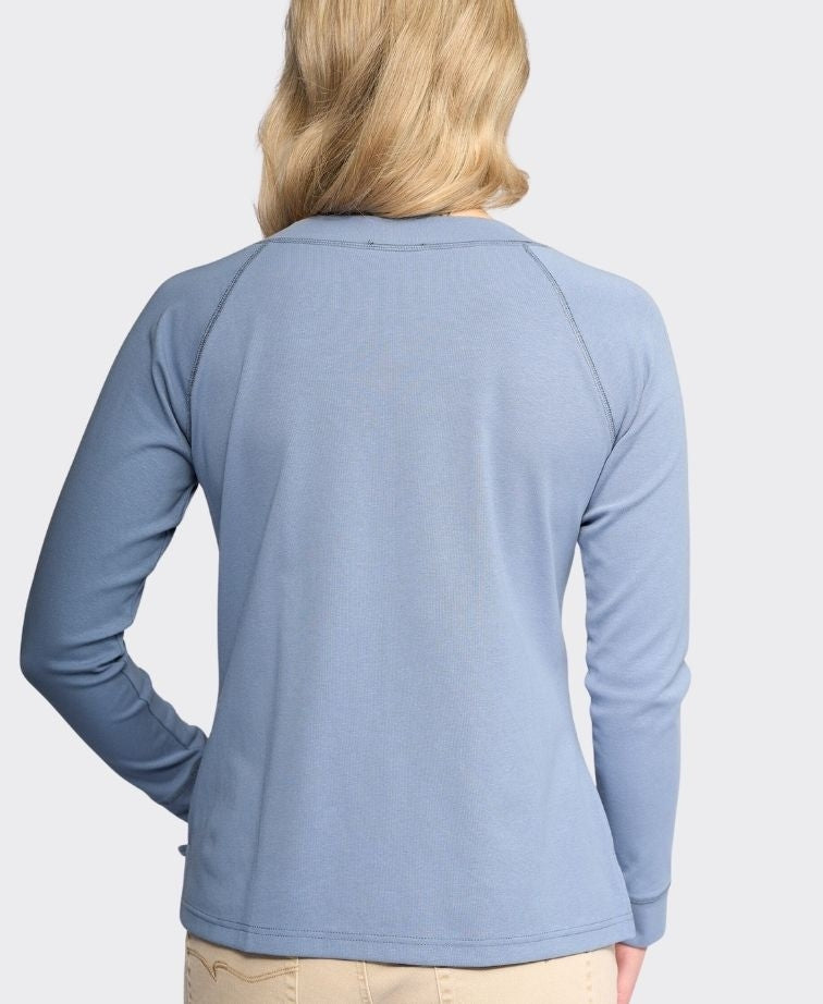 Vassalli Top Key L/S Boat Neck - Denim Blue