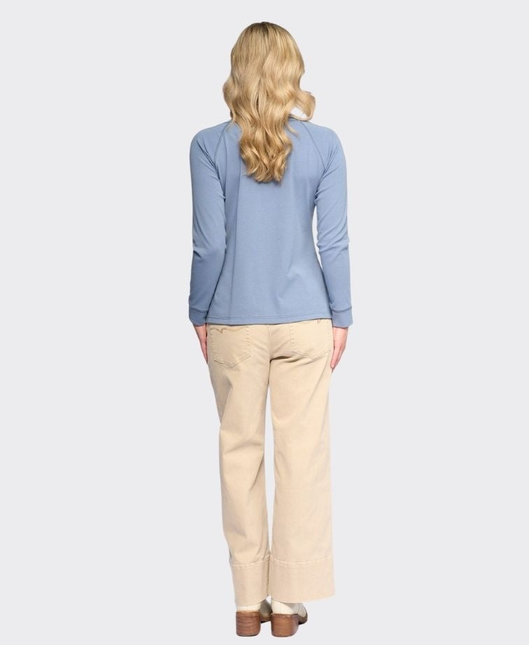Vassalli Top Key L/S Boat Neck - Denim Blue