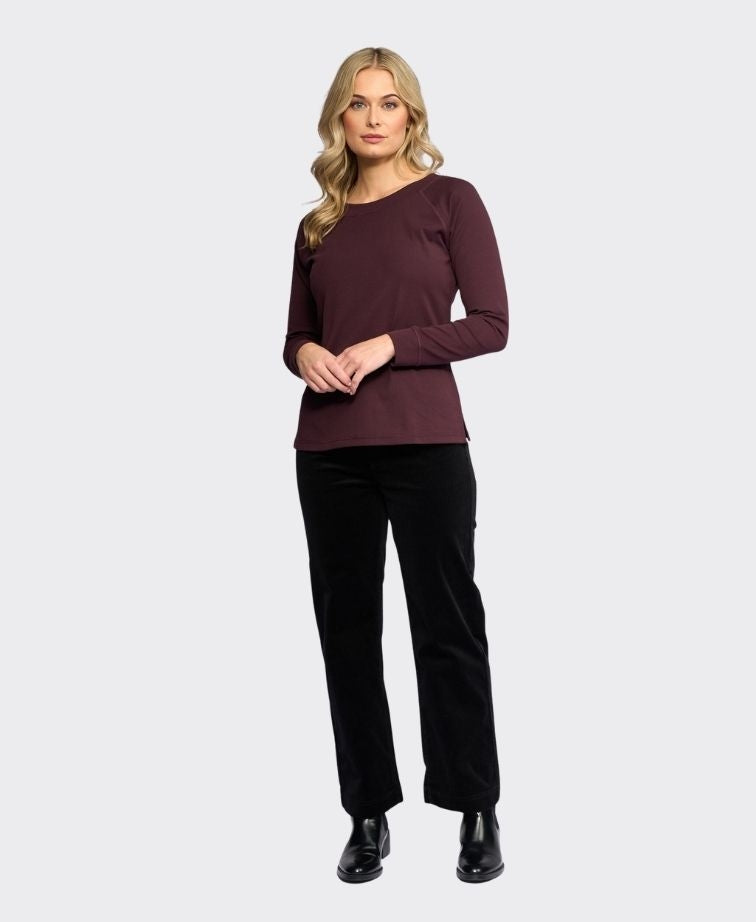 Vassalli Top Key L/S Boat Neck - Pinot