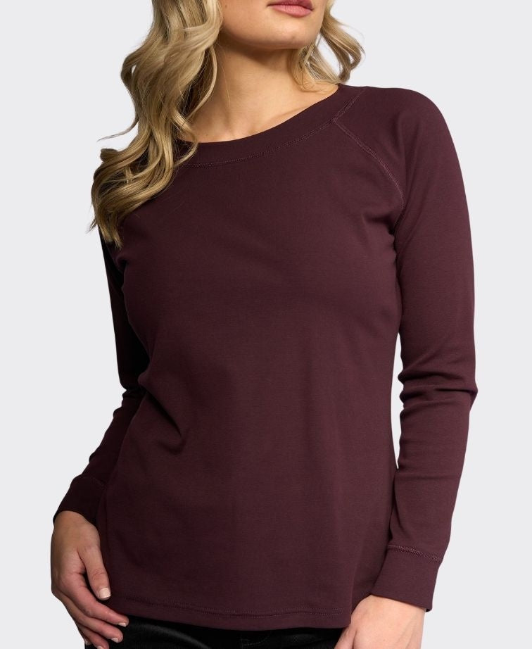 Vassalli Top Key L/S Boat Neck - Pinot