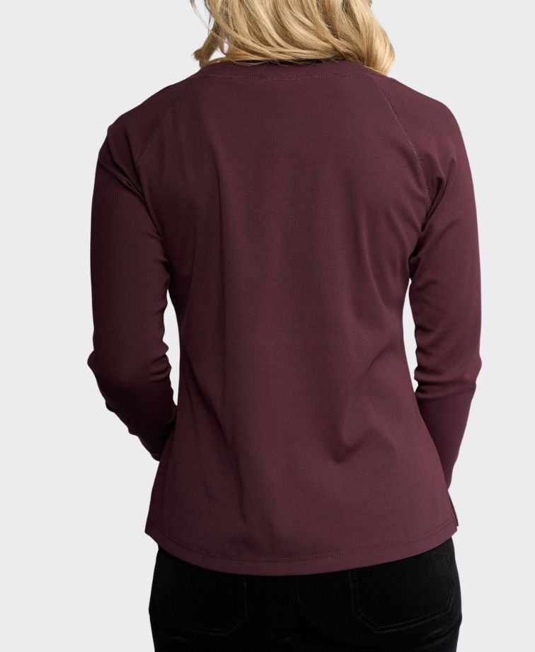 Vassalli Top Key L/S Boat Neck - Pinot