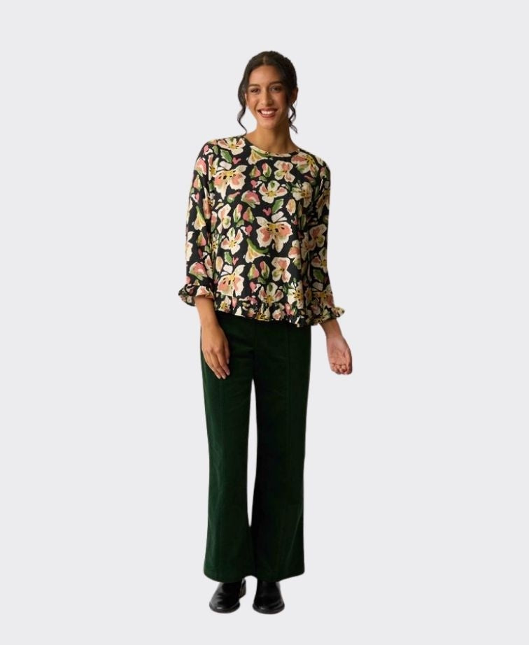 Preen Top Gathered Scoop Hem - Forest Flora