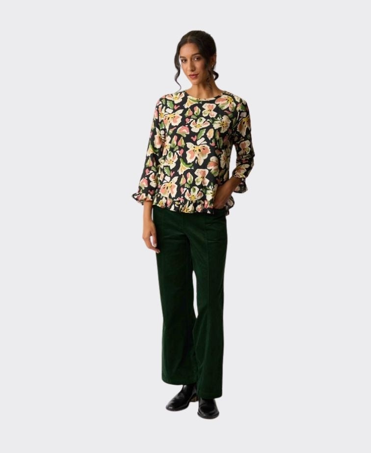 Preen Top Gathered Scoop Hem - Forest Flora
