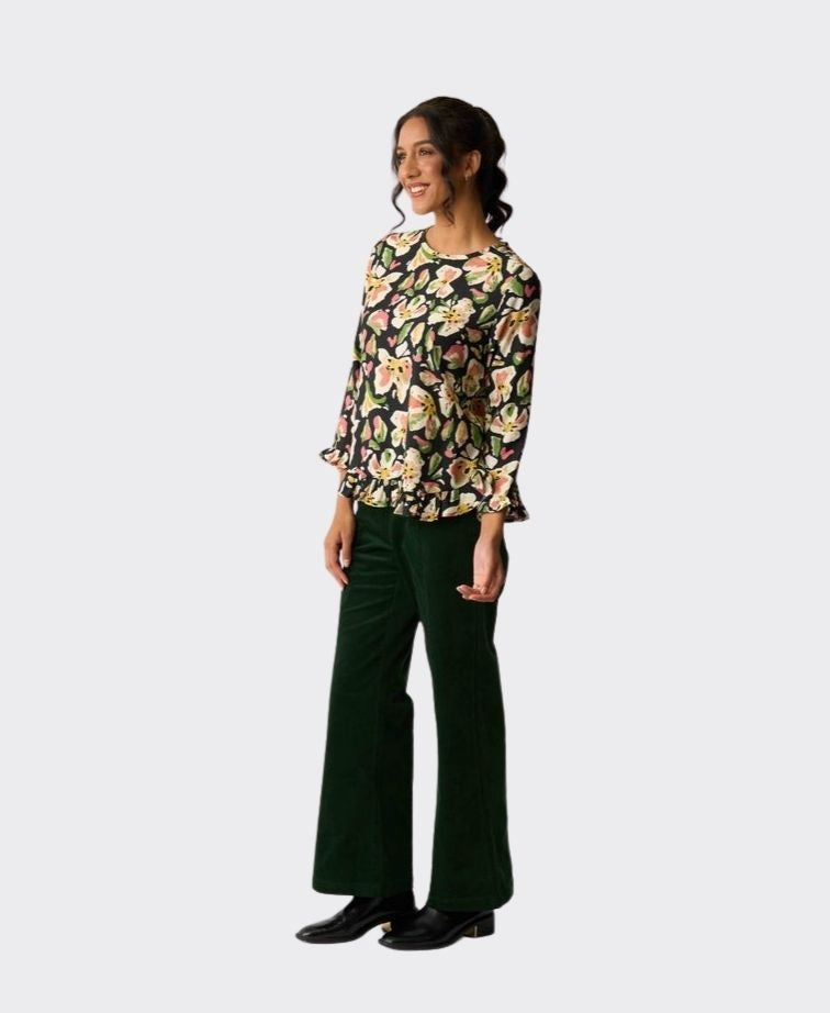 Preen Top Gathered Scoop Hem - Forest Flora
