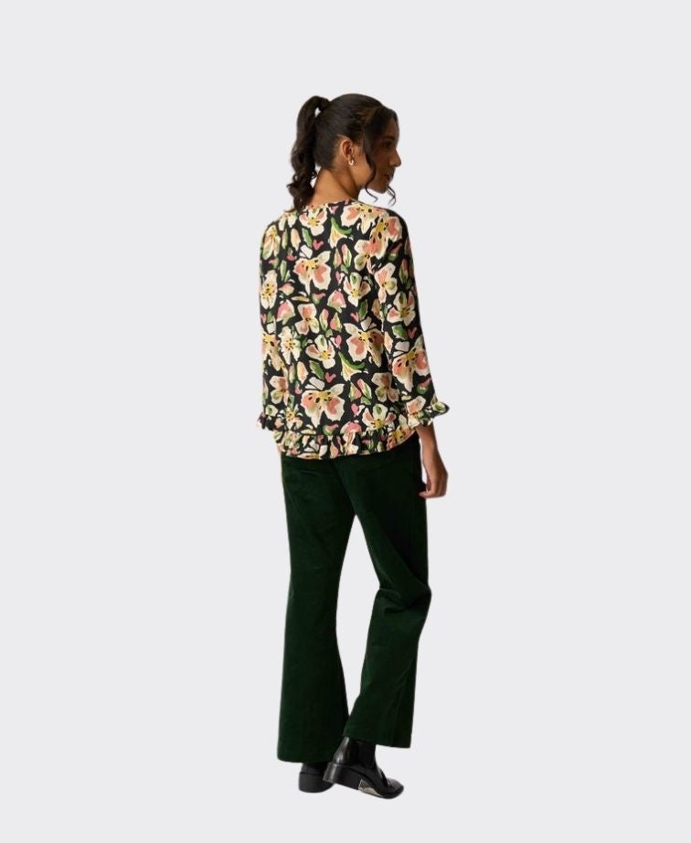 Preen Top Gathered Scoop Hem - Forest Flora