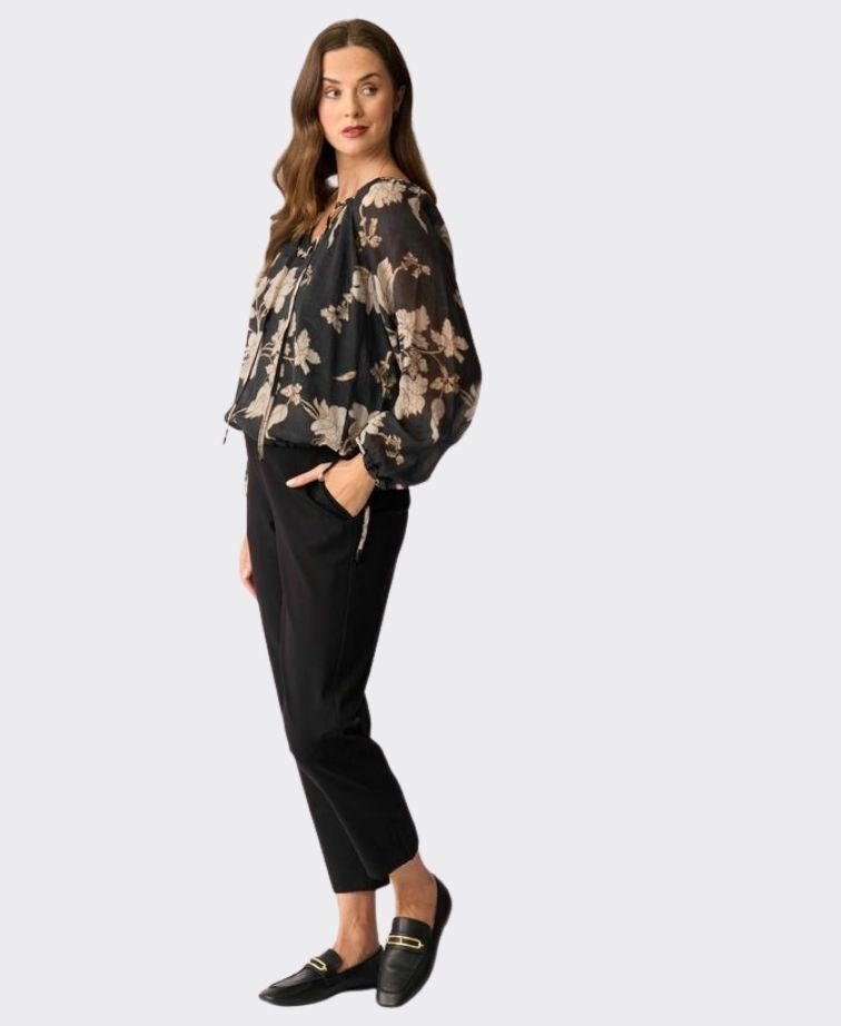 Memo Blouse Drawcord Hem Chiffon - Classic Bloom