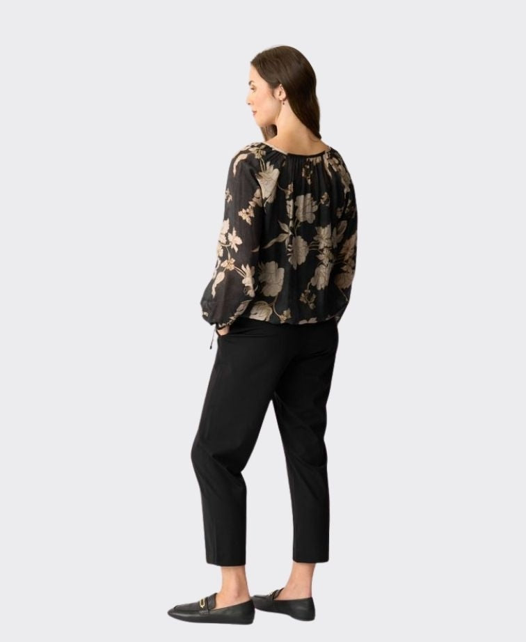 Memo Blouse Drawcord Hem Chiffon - Classic Bloom
