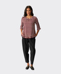 Foil Top Gathered Scoop Hem - Cocoa Check