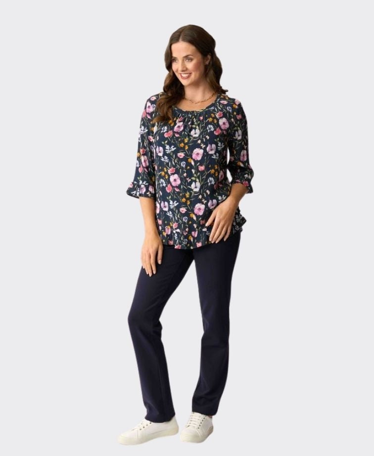 Foil Top Gathered Scoop Hem - Garden Delight