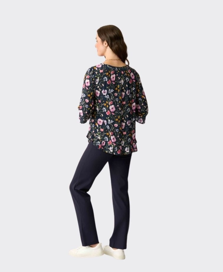 Foil Top Gathered Scoop Hem - Garden Delight