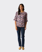 Foil Top Gathered Scoop Hem - Floral Smudge