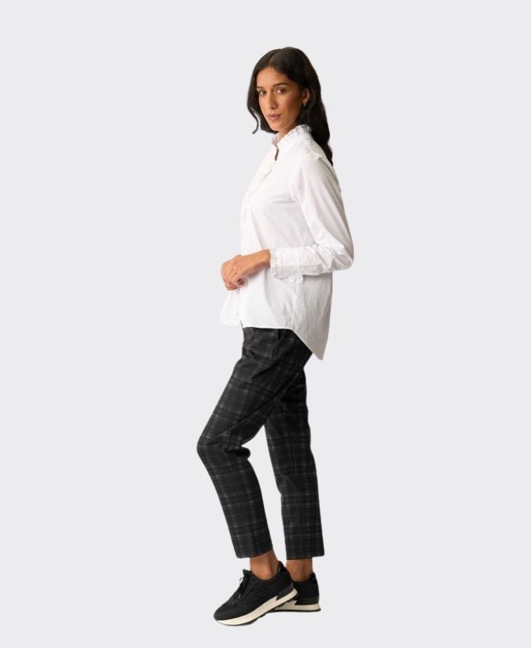 Oh Three Shirt Double Ruffle Neck - White