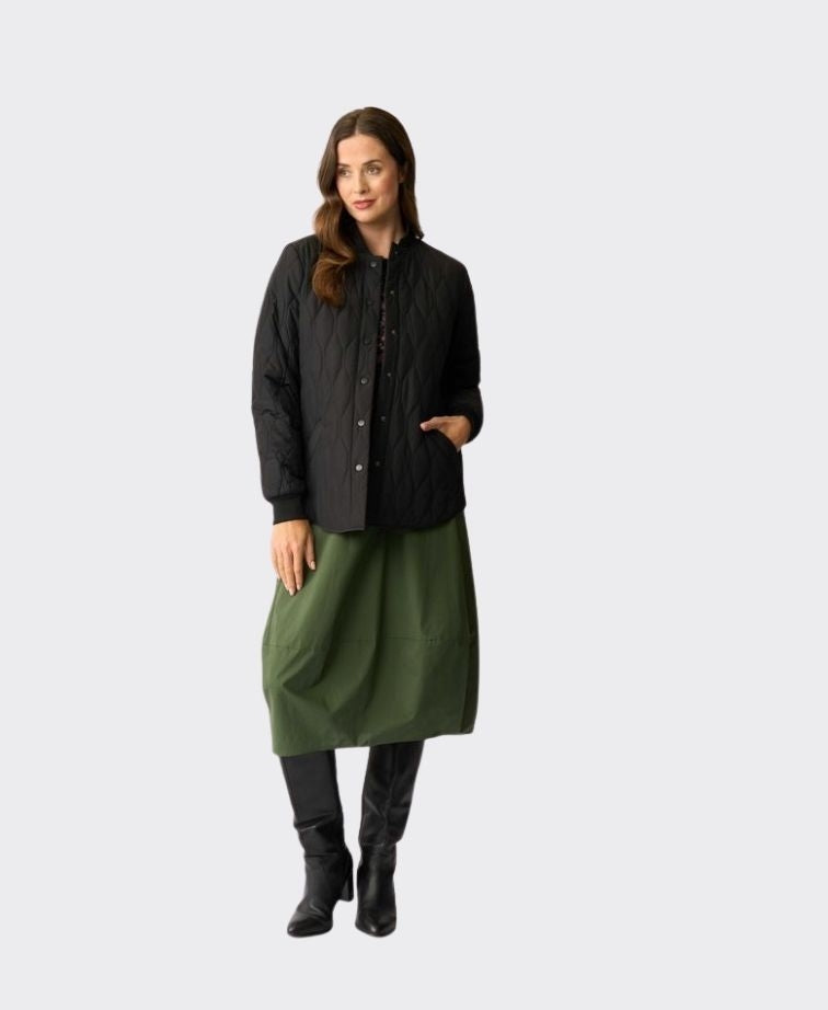 Foil Jacket Quilted Snap - Black