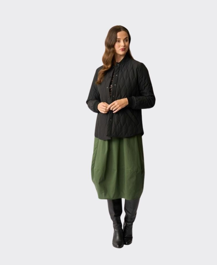 Foil Jacket Quilted Snap - Black