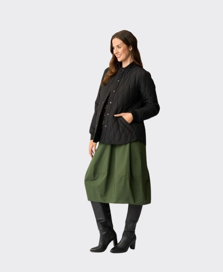 Foil Jacket Quilted Snap - Black