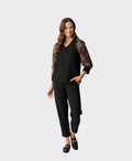 Memo Top Contrast Woven Shoulder - Hakuma Matata