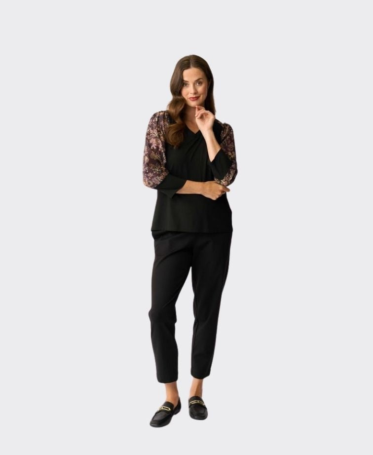 Memo Top Contrast Woven Shoulder - Hakuma Matata