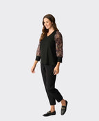 Memo Top Contrast Woven Shoulder - Hakuma Matata
