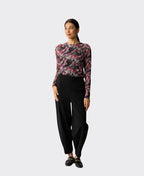 Foil Top Mesh Crew Neck - Winter Floral