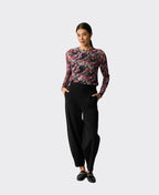 Foil Top Mesh Crew Neck - Winter Floral