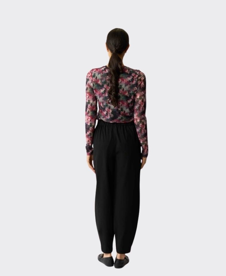Foil Top Mesh Crew Neck - Winter Floral