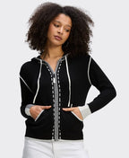 Zaket & Plover Hoodie Threaded Contrast Zip - Black
