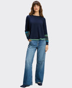 Zaket & Plover Jumper Stripe Textured Swing - Dk Denim