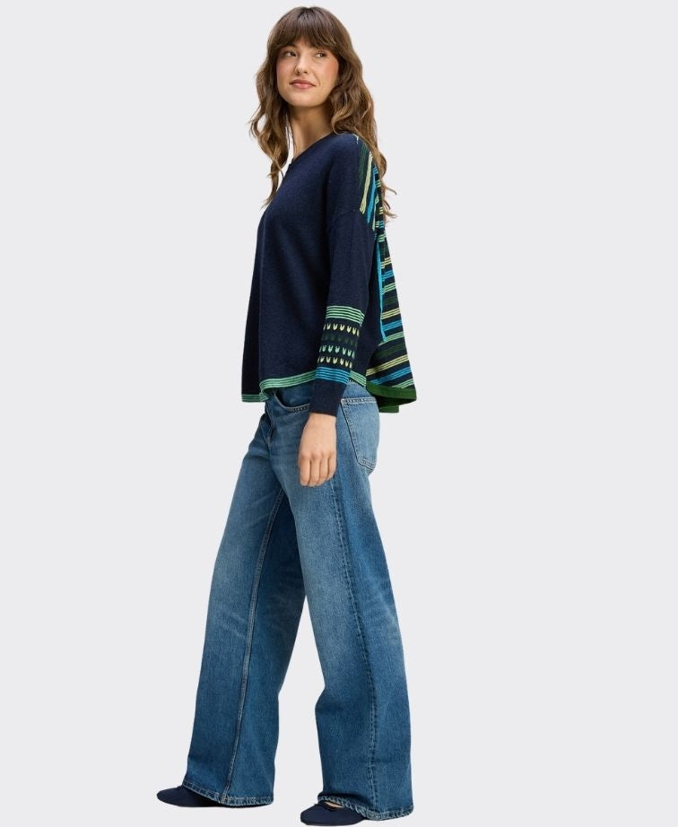 Zaket & Plover Jumper Stripe Textured Swing - Dk Denim