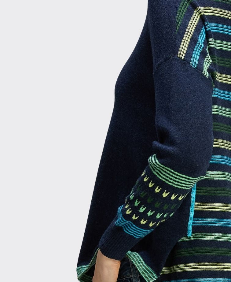 Zaket & Plover Jumper Stripe Textured Swing - Dk Denim