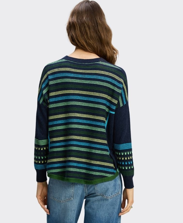 Zaket & Plover Jumper Stripe Textured Swing - Dk Denim