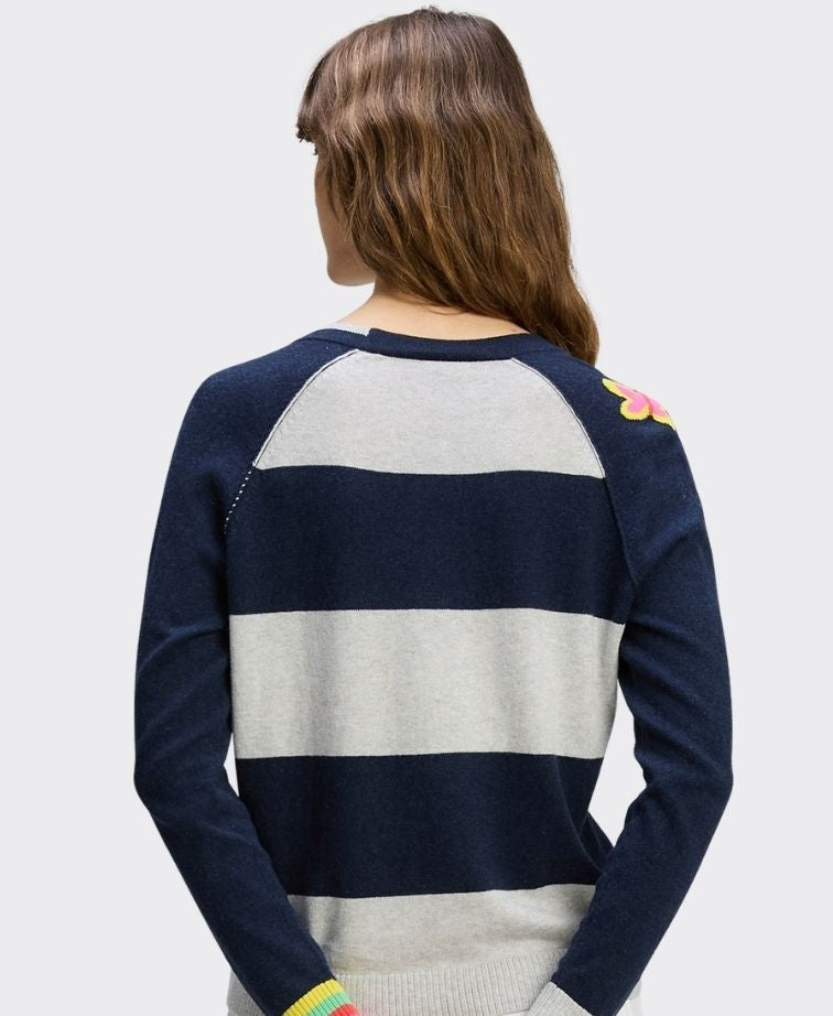 Zaket & Plover Cardi Good Energy Words - Dk Denim