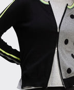 Zaket & Plover Cardi Zip Up Stripe Spot - Black
