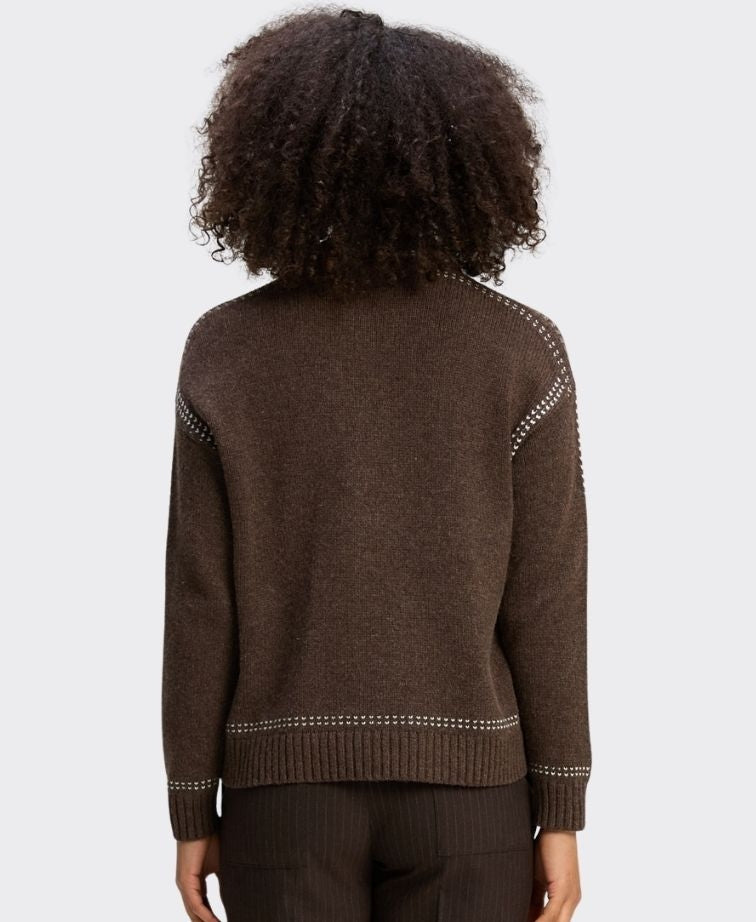Zaket & Plover Cardi Tailored Contrast Pocket - Cocoa