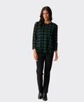Foil Top Flocked Ruffle Hem - Green Check