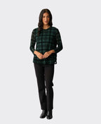 Foil Top Flocked Ruffle Hem - Green Check