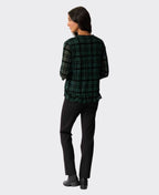 Foil Top Flocked Ruffle Hem - Green Check