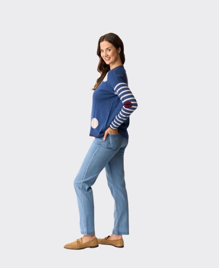 Oh Three Jumper Spots & Stripes - Indigo Latte