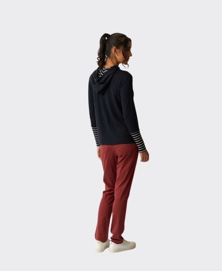 Foil Jumper Contrast Trim Hooded Merino - TrueNavy Stripe