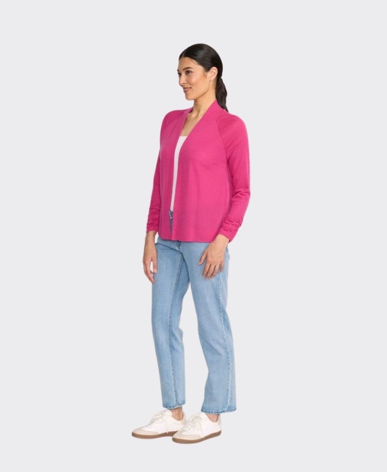 Foil Cardigan High Tied Merino - Crimson