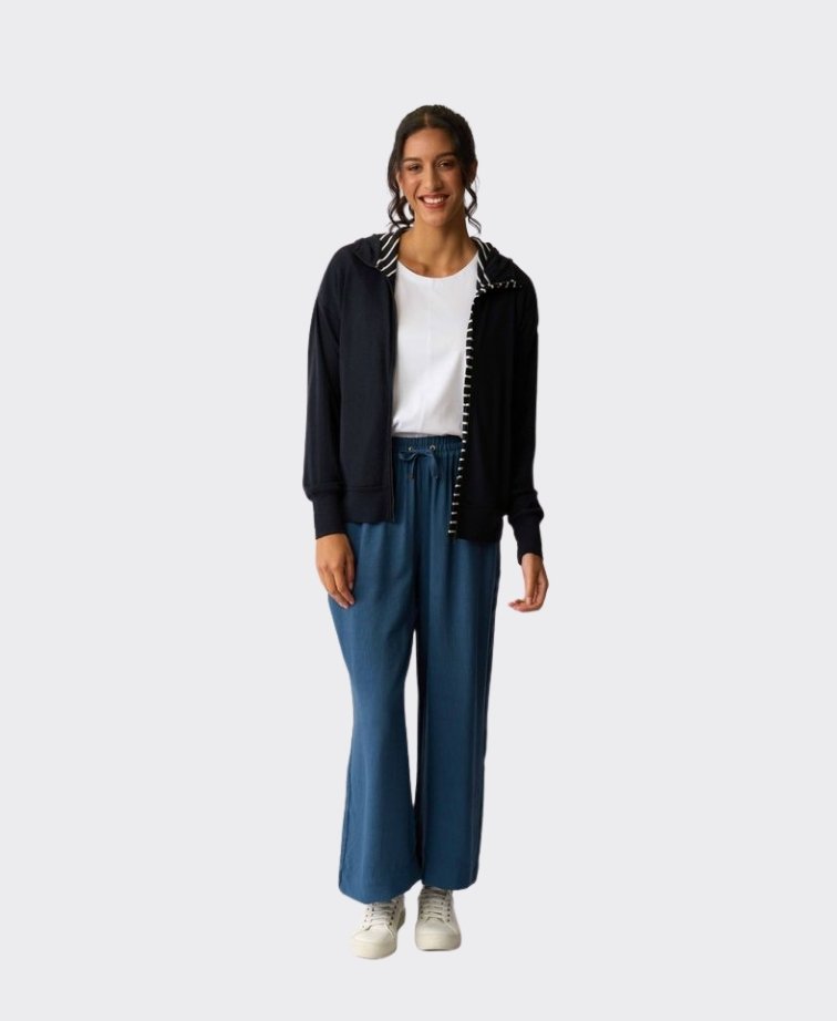 Foil Jacket Zip Front Merino - TrueNavy Stripe