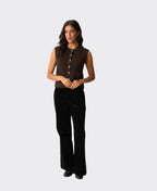 Foil Vest Button Up - Chocolate