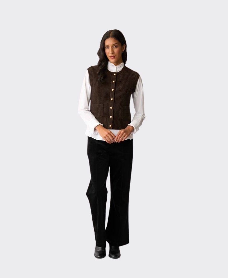 Foil Vest Button Up - Chocolate