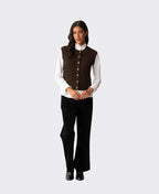 Foil Vest Button Up - Chocolate