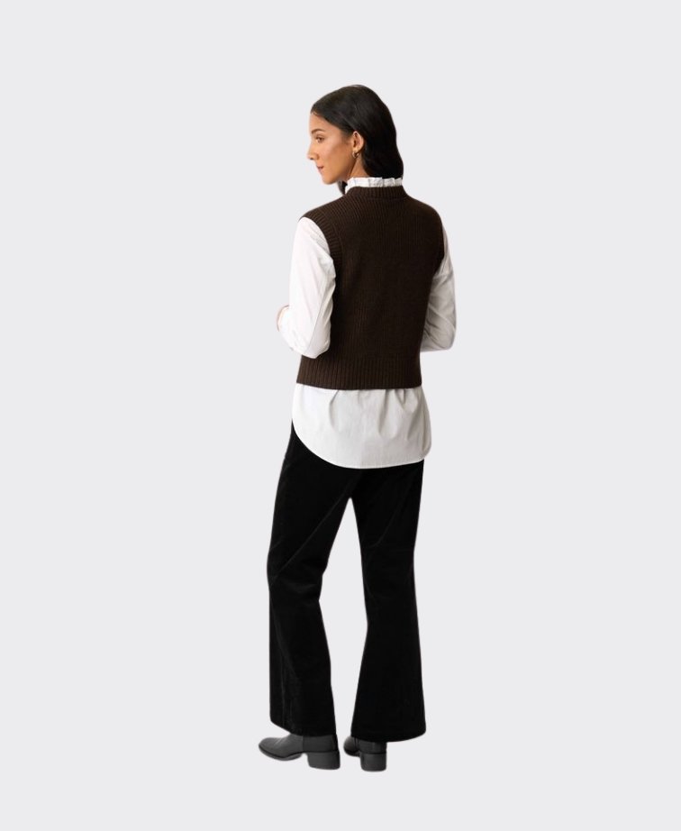 Foil Vest Button Up - Chocolate