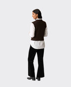 Foil Vest Button Up - Chocolate