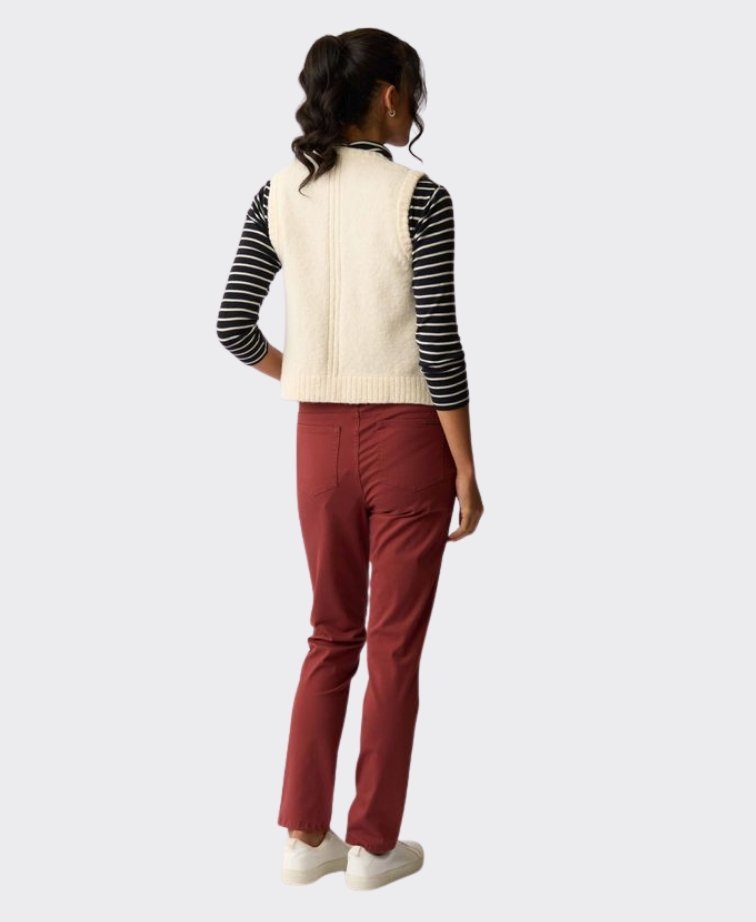 Oh Three Vest Rib Button Front - Oatmeal