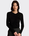 Neris Top Rouched Front Merino - Black