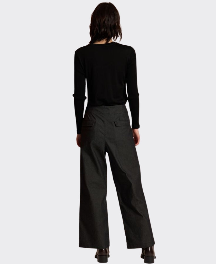 Neris Top Rouched Front Merino - Black