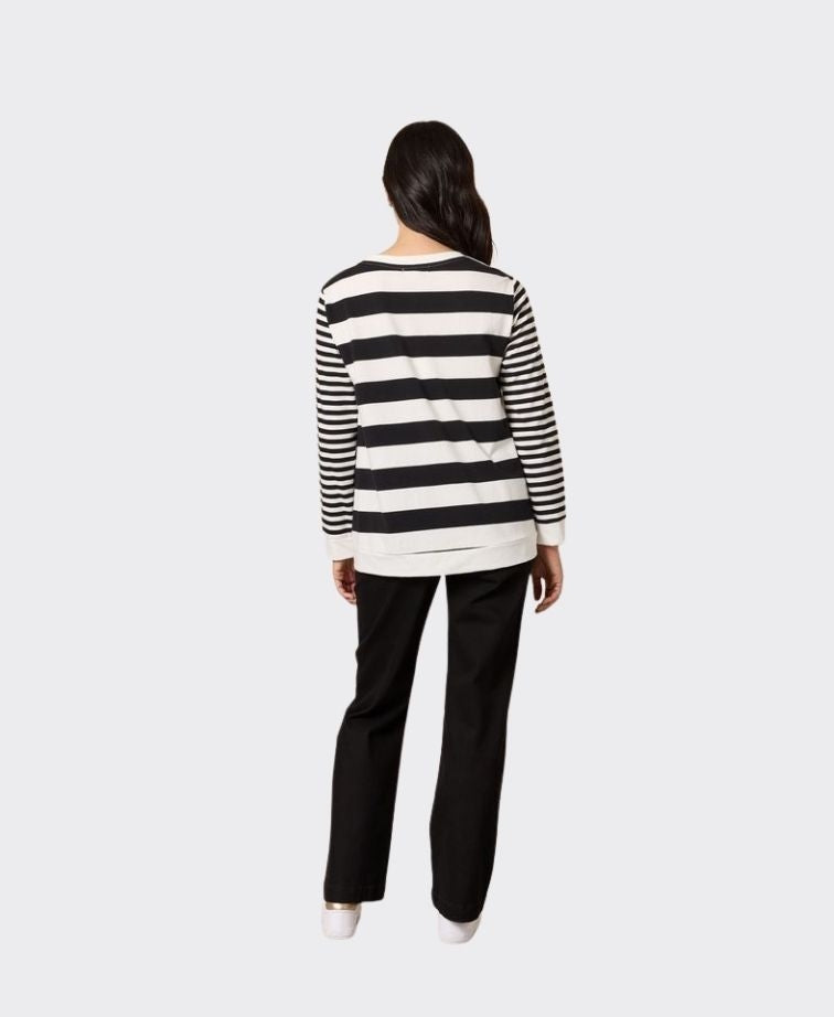 Gordon Smith Top Brighton Stripe Side Button - Black/Ivory